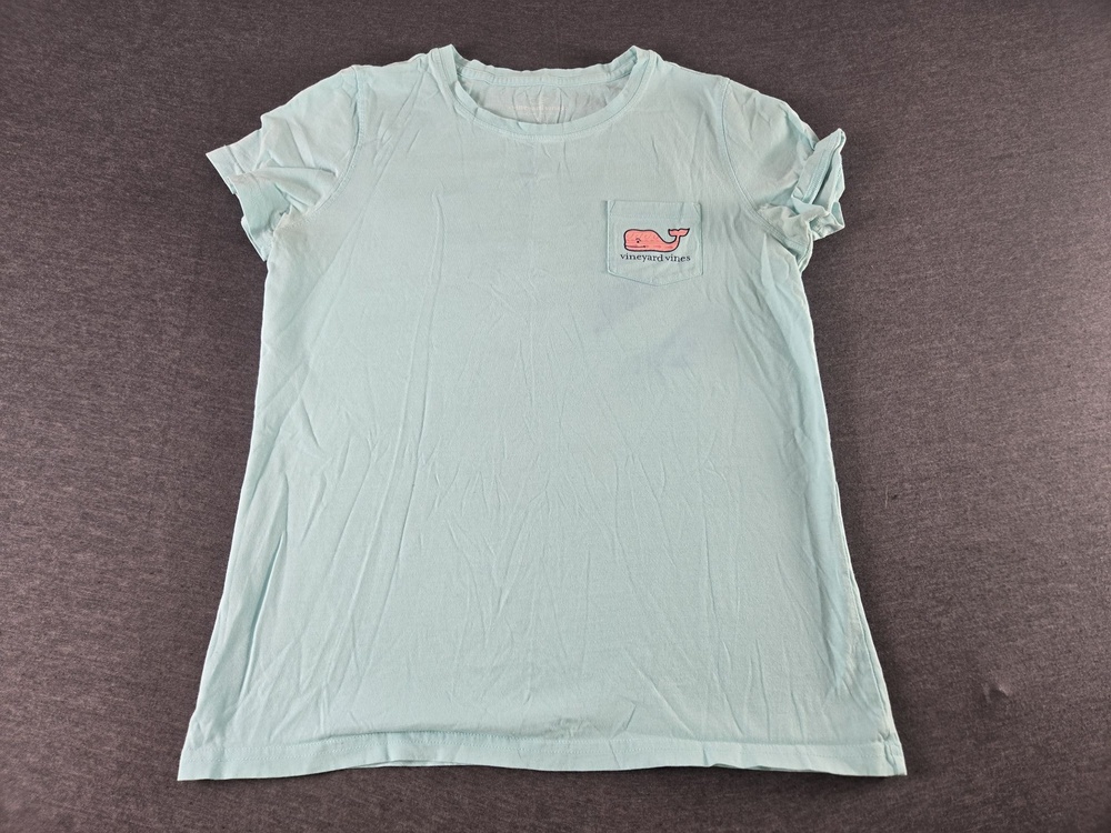 Vineyard Vines Shirt Womens Small Green Pocket Whale Logo Graphic Tee Preppy